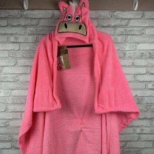 Lazy One Pink Horse Blanket Hoodie Kids Wearable